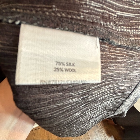 EILEEN FISHER Sz 2X Tunic Top Buttoned Pockets Silk Wool Blend Metallic Sheen - Picture 8 of 13